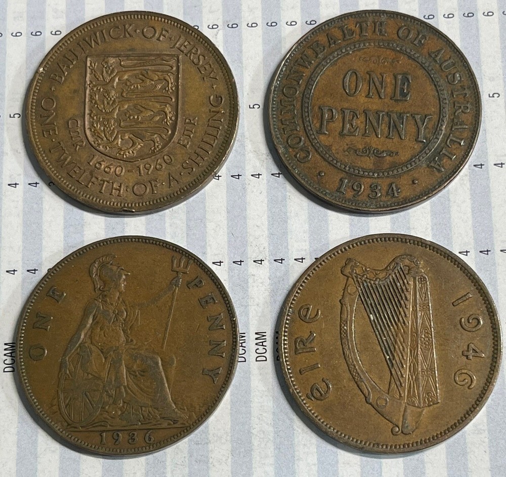 Assorted 4 World Foreign Coins Lot