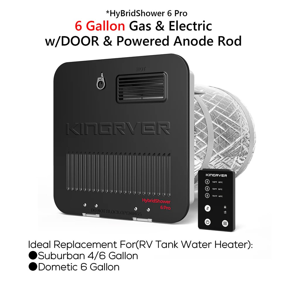 6 Gal. Dual Fuel RV Water Heater 12000 BTU Gas Electric 15x15"Door for RV Camper