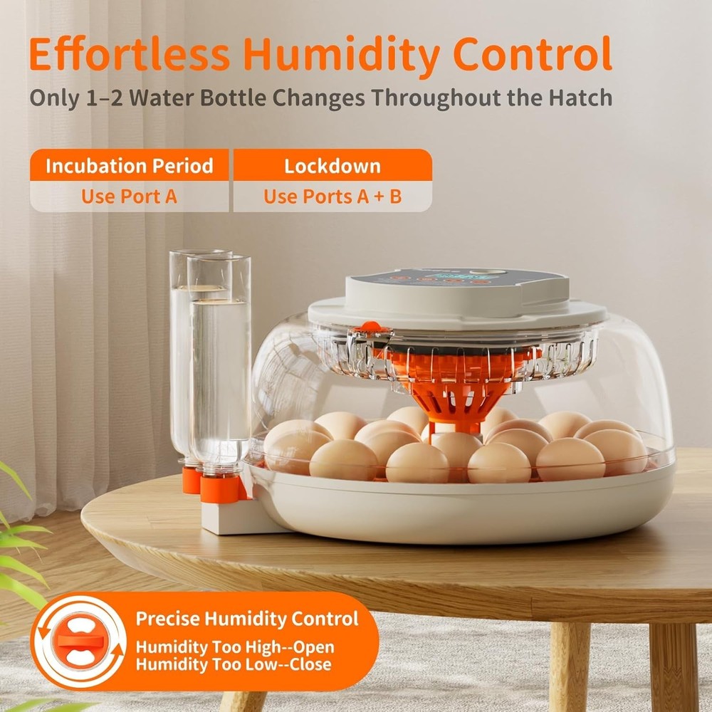 Complete Egg Incubation System: 18 Eggs, Automatic Candler & Easy Clean Design