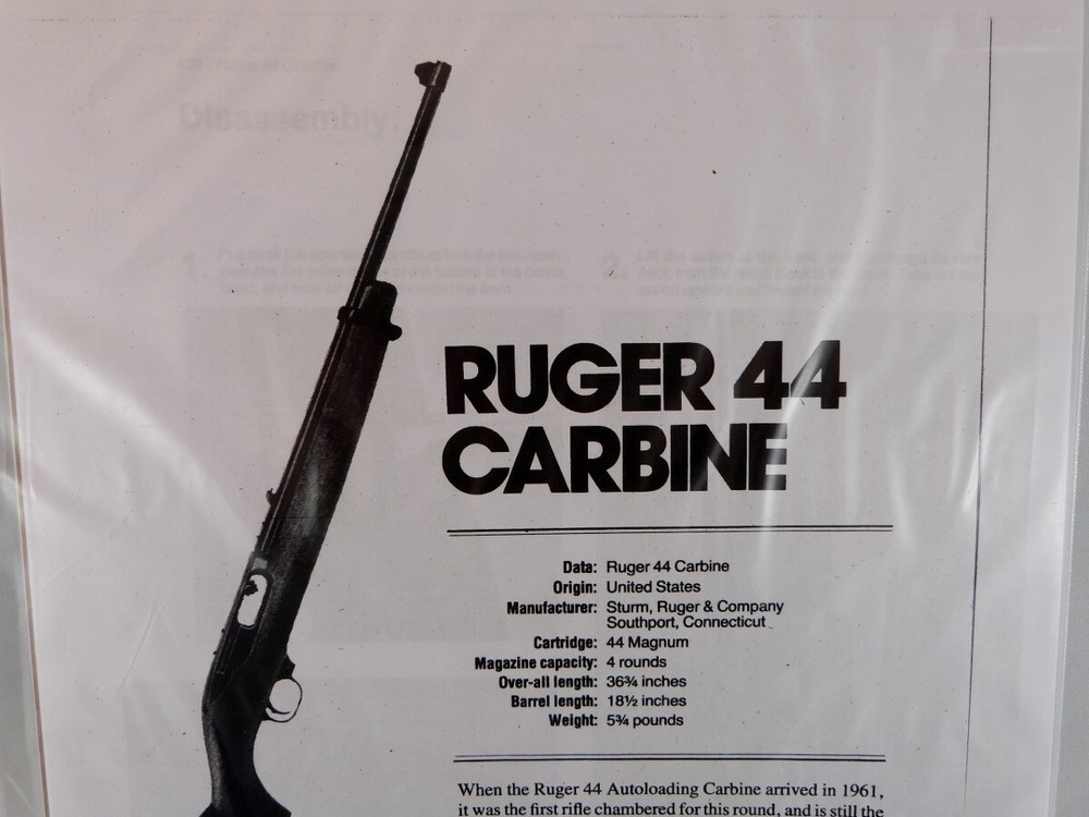 RUGER 44 CARBINE RIFLE BREAK DOWN INSTRUCTION KIT