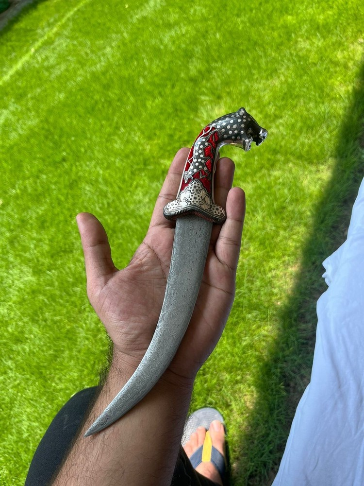 Chisel Dagger, Hand Mesh Cuttting Silver WireWork Dagger , Damascus steel