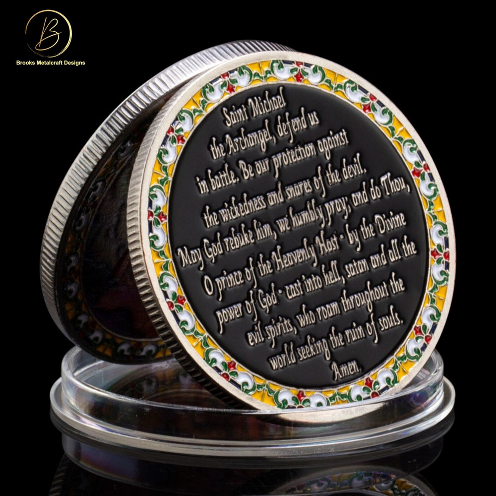 Christian St Michael Prayer Silver Challenge Coin