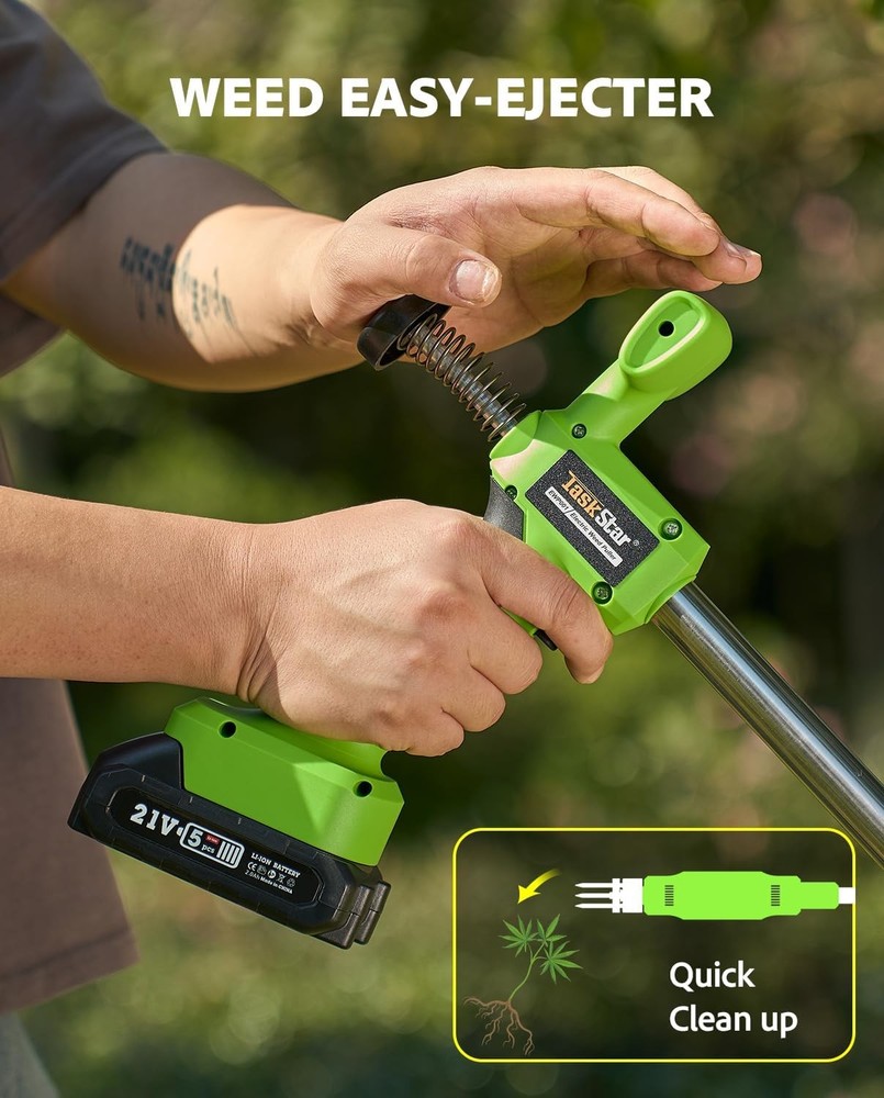 TaskStar Electric Weed Puller Tool 2pcs 2000mAh Battery without Bending Kneeling