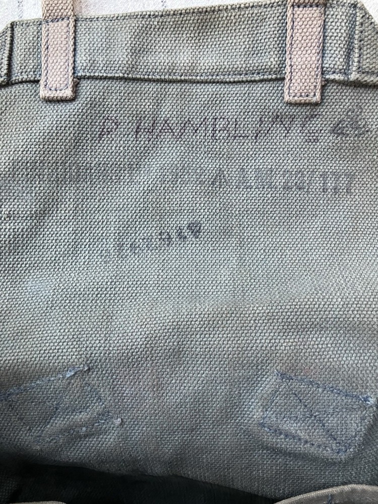British RAF 37 Pattern Small Pack & Shoulder Strap Satchel Bag Grey Webbing 1952