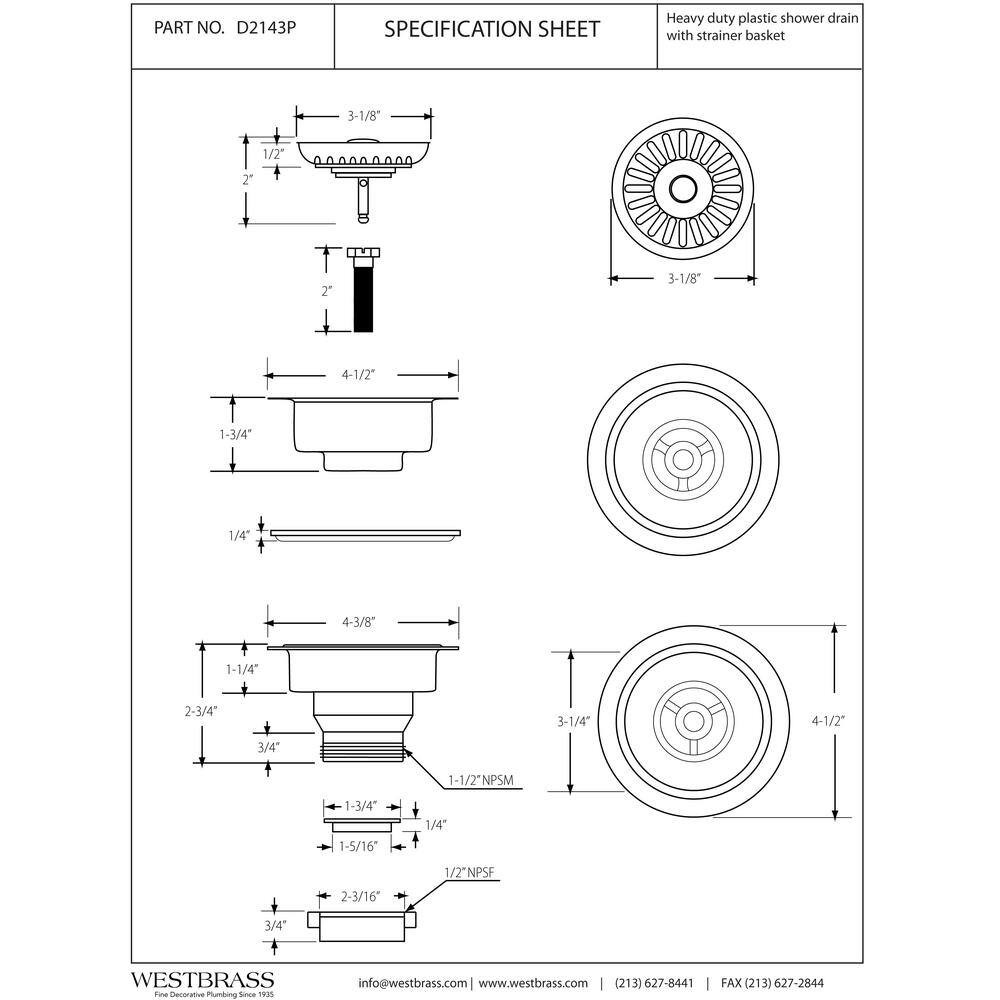 3-1/4 In. Push/Pull Basket Strainer in Powder Coat Black