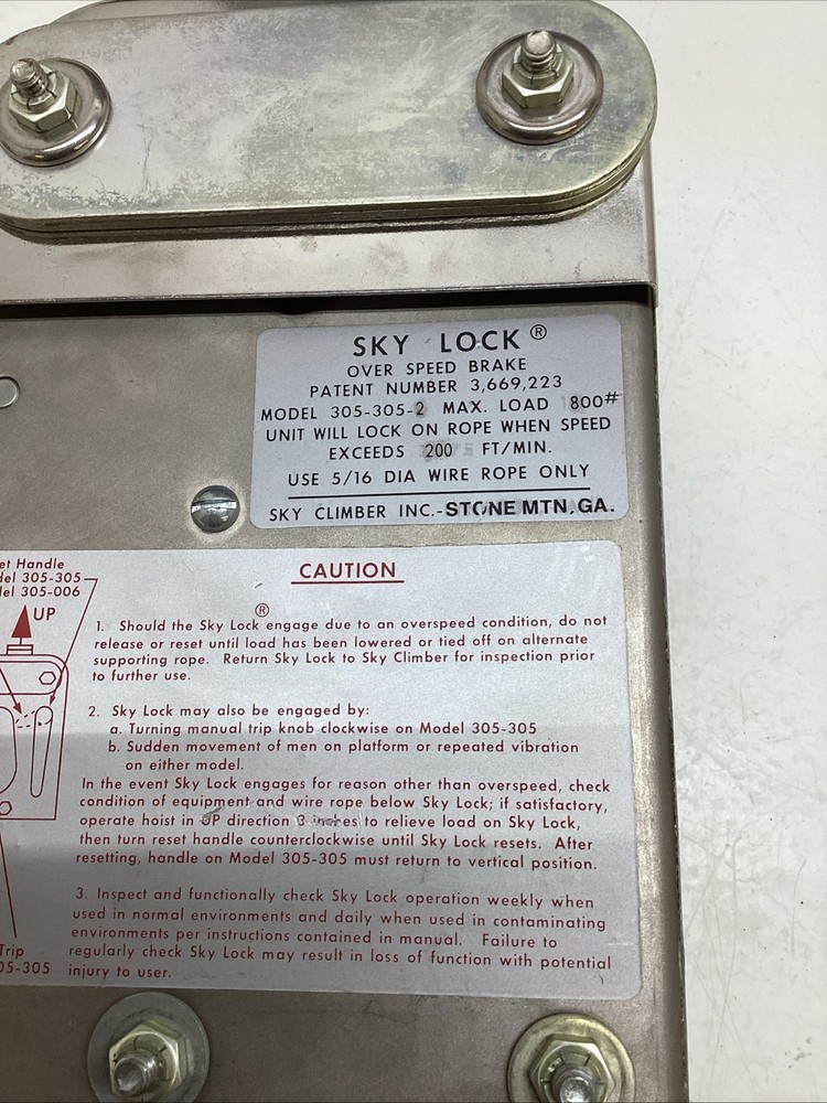 Sky lock Over Speed Brake 305-305-2