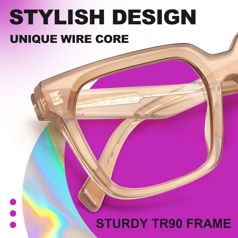 Rectangle TR90 Blue Light Blocking Glasses Computer Eyewear with Preppy Look for