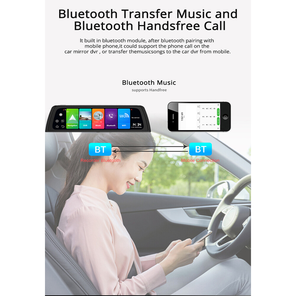 Gps Navigation Car DVR Camera Dashcam 4G ADAS Android 8.1 Center Console Mirror