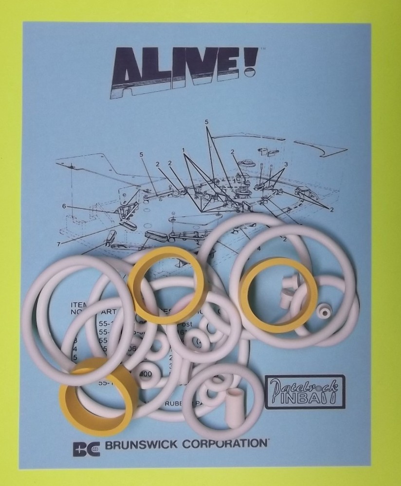 1978 Brunswick Alive! Pinball Machine Rubber Ring Kit