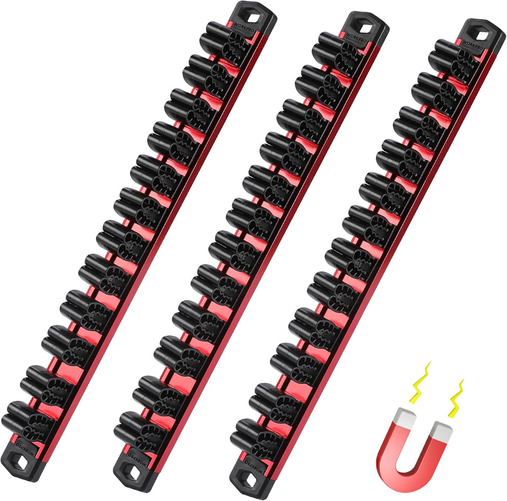 Wall-Mounted Magnetic Tool Storage Rail Organizer for Garage and Workshop