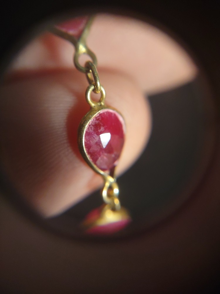 11.8 Grams 18" Natural Ruby Sterling Silver 925 Chain Necklace