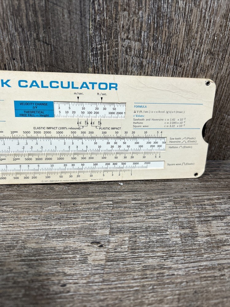 MTS Shock Calculator Slide Rule