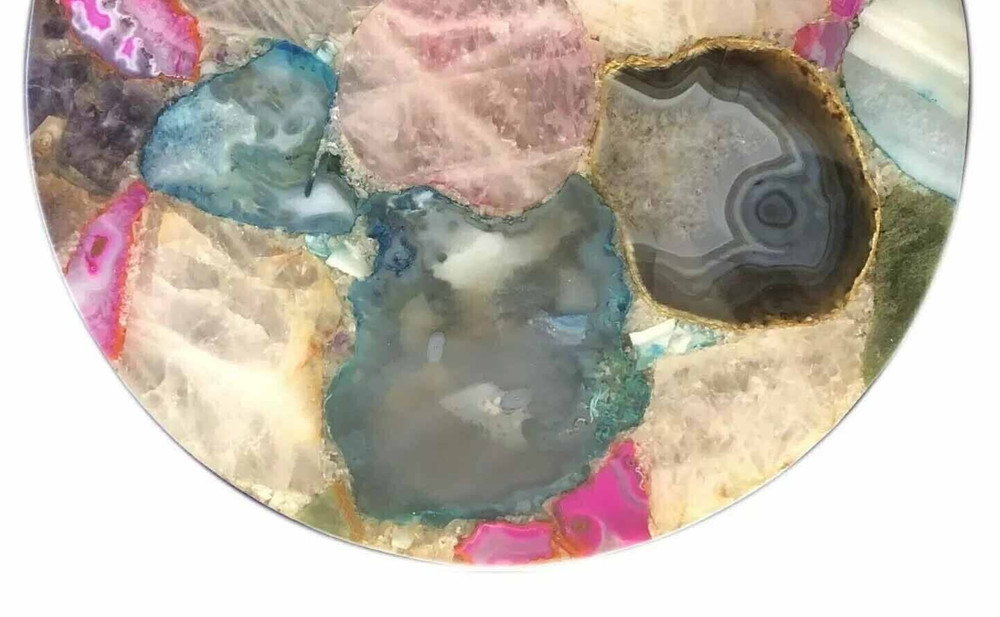 Mix Agate Table Top Natural stones Handmade Work home Decor