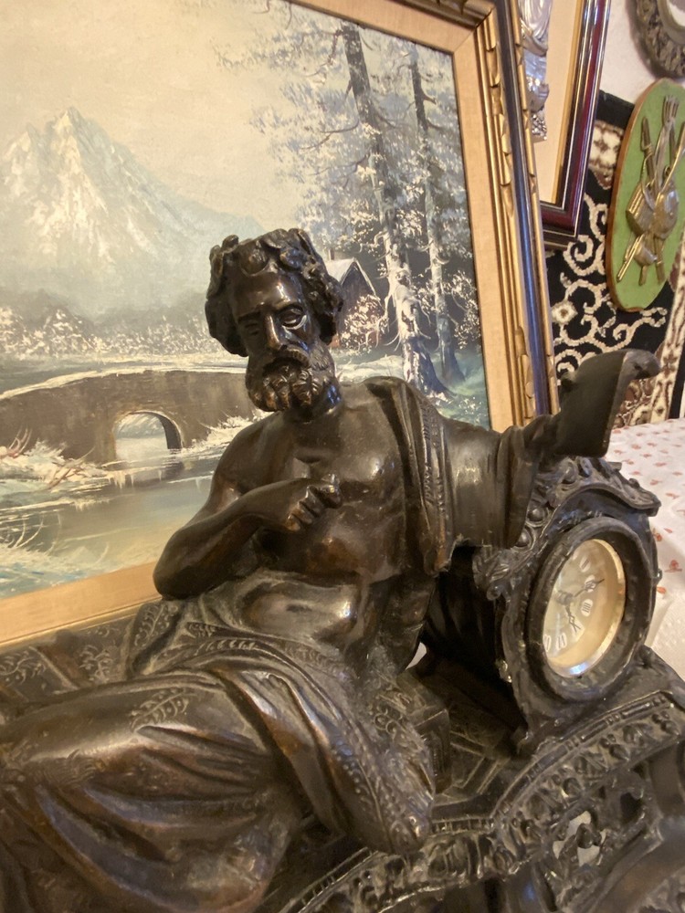 Antique mantel (desk) clock. bronze. 19th century.
