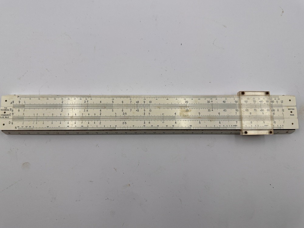 Vintage The Technical Standard Slide Rule Ruler Complete With Box British Made