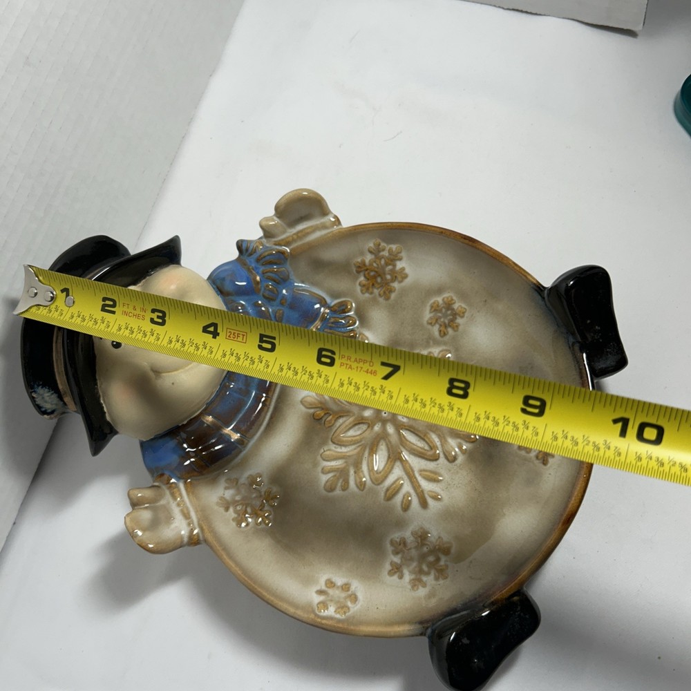 Vintage Ceramic Snowman Candy Dish