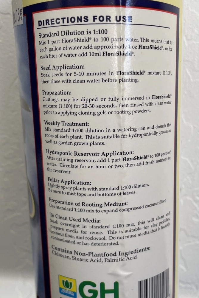 General Hydroponics Florashield plant system rinse 1 Quart / 32 oz. - FREE SHIP