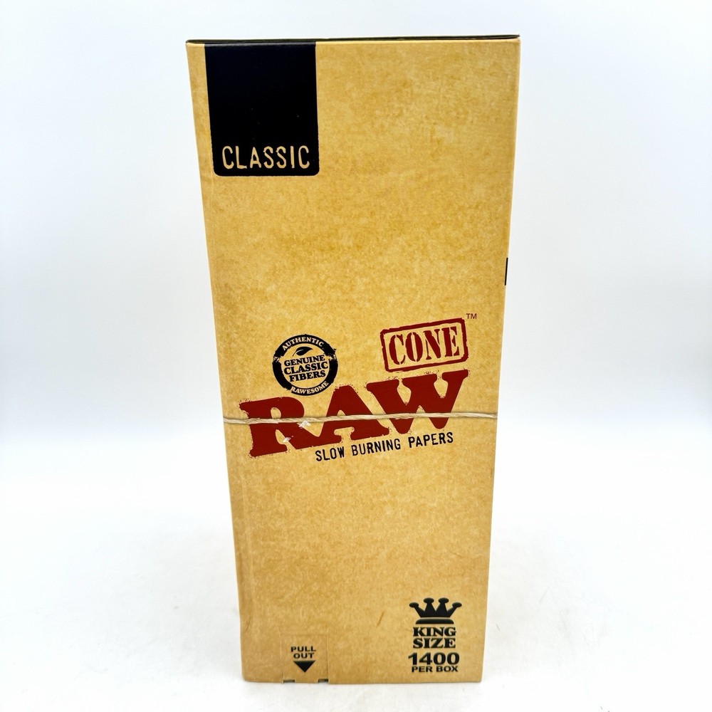 Authentic RAW CONE Classic KING Size Pre-Rolled Cones 1400 ct Bulk Box