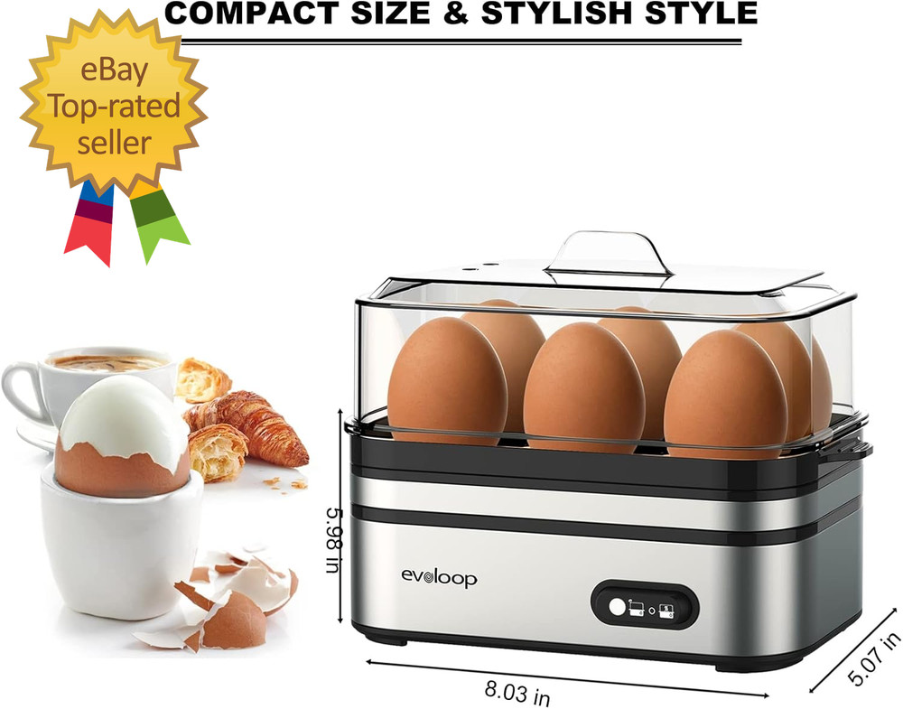 Rapid Egg Cooker Electric 6 Eggs Capacity Soft Medium Hard Boiled