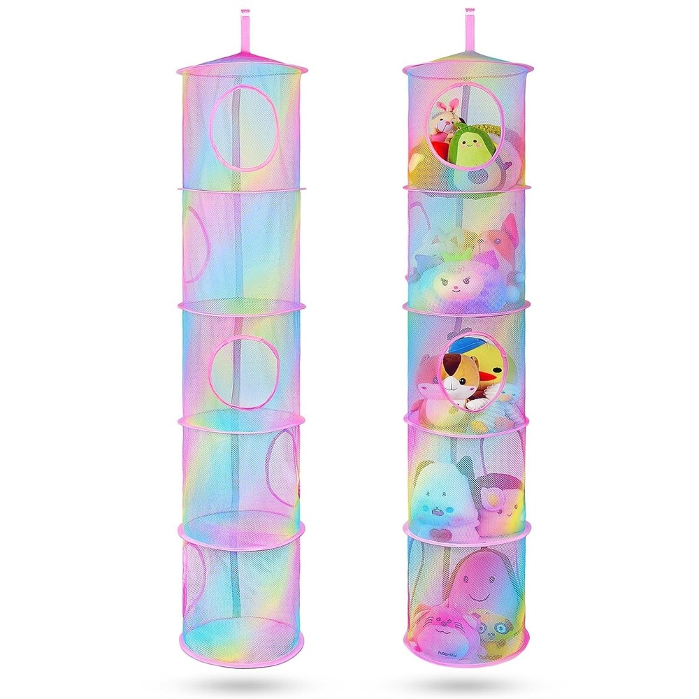 Creative 5-Tier Stuffed Animal Net - Colorful Storage Solution for Kids