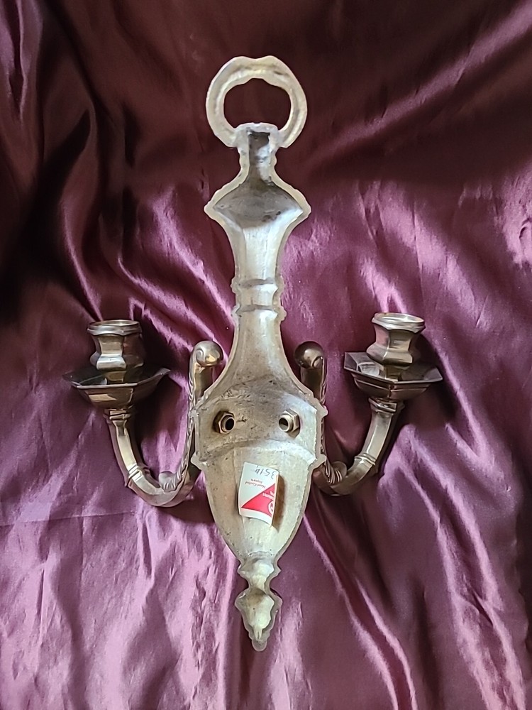 Vintage -2-Arm Solid Brass Candle Wall Sconce Decorative Crafts Inc.