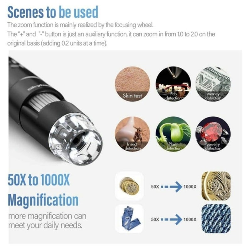 Wireless Digital Microscope, Skybasic 50X-1000X Magnification
