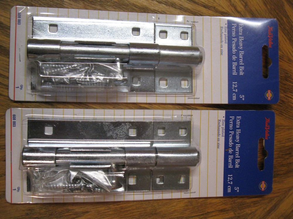 2 Pack Hardware Extra Heavy 5" Barrel Bolt.