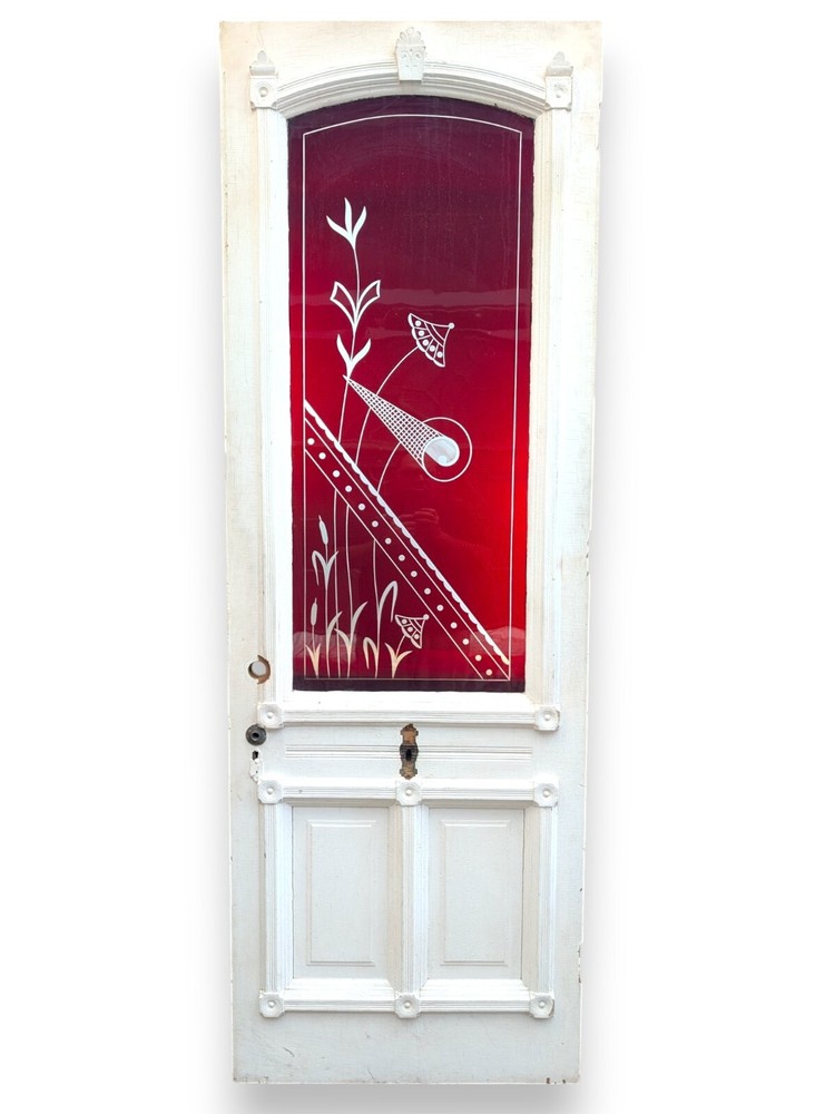 Victorian Exterior Door with Ruby Flash Glass