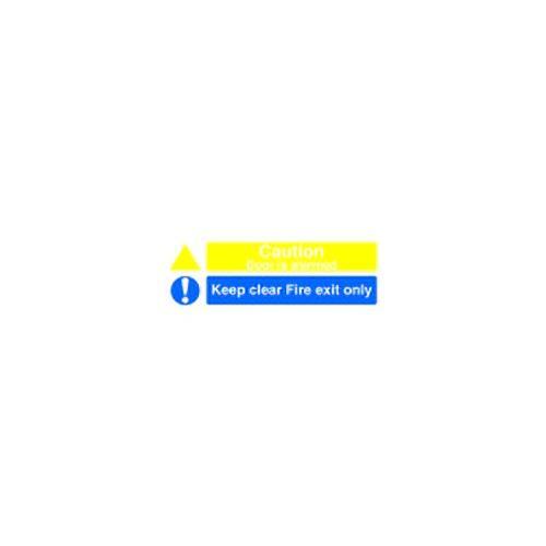 Security Sign 150x450mm Fire Exit Only Attention This Door Is Alarm