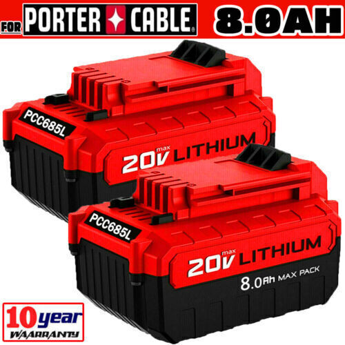 NEW For PORTER-CABLE 20V Lithium Tool Battery Replace 8.0-Ah 2Pack (PCC685LP) 🆕