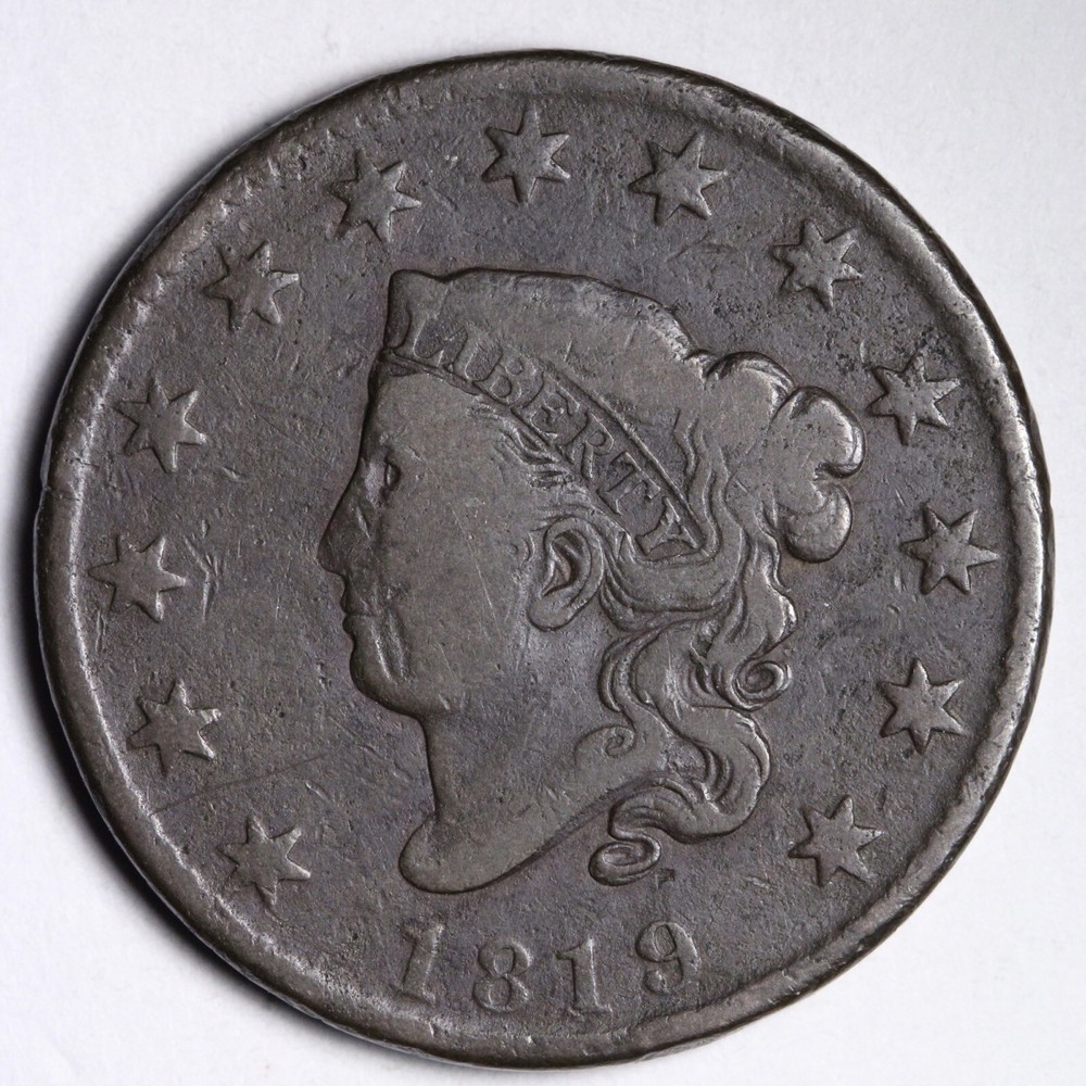 1819 Coronet Head Large Cent CHOICE FINE E103 DNA
