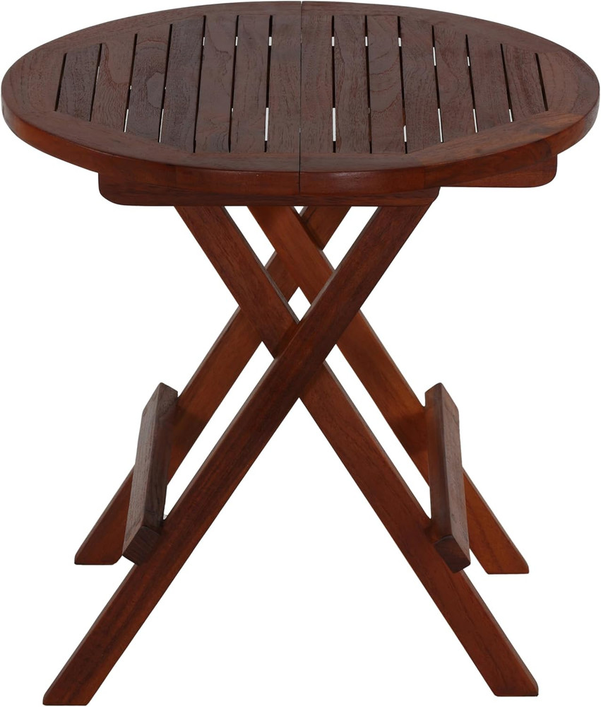 Karlyn round Folding End Table in Teak Wood, 20"