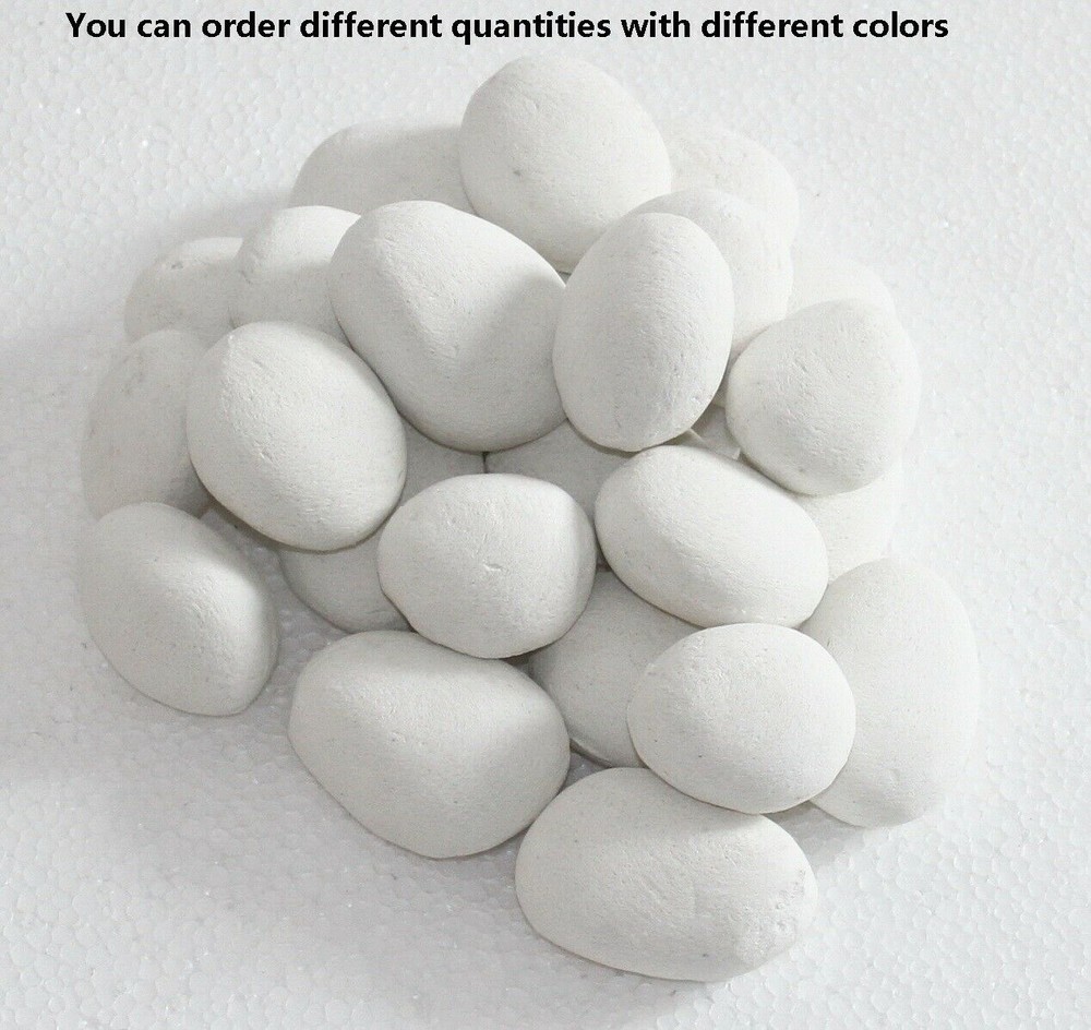Stone-like decorative Ceramic pebble for fireplace,stove,firepit 24PCS in white