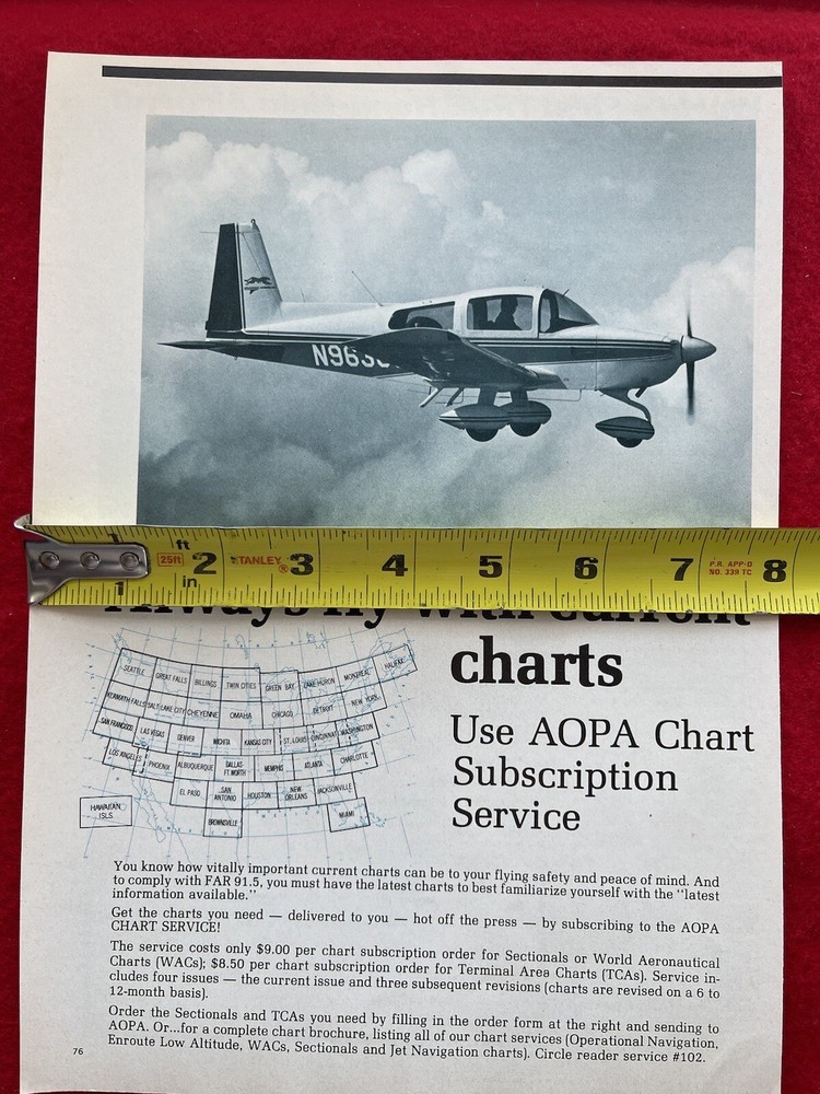 Vintage 1978 Print Ad AOPA Aviation Navigation Charts Advertisement