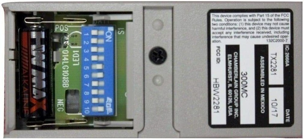 Liftmaster 300MC Chamberlain Dip Switch Remote Control MCS308911 308911
