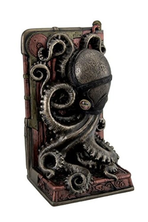 Resin Decorative Bookends Steampunk Octopus Bronze Finished Single Bookend