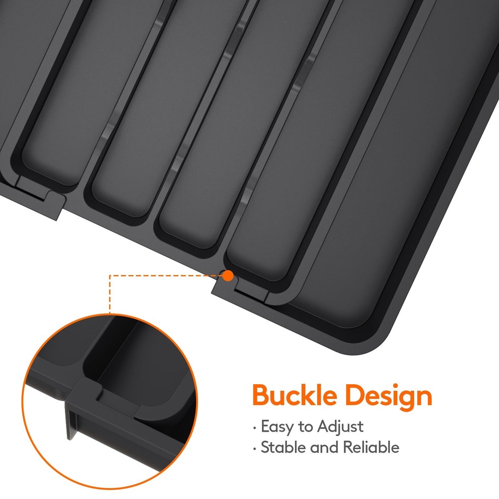 Silverware Drawer Organizer, Medium (8.5-14''W x 12''D), Black