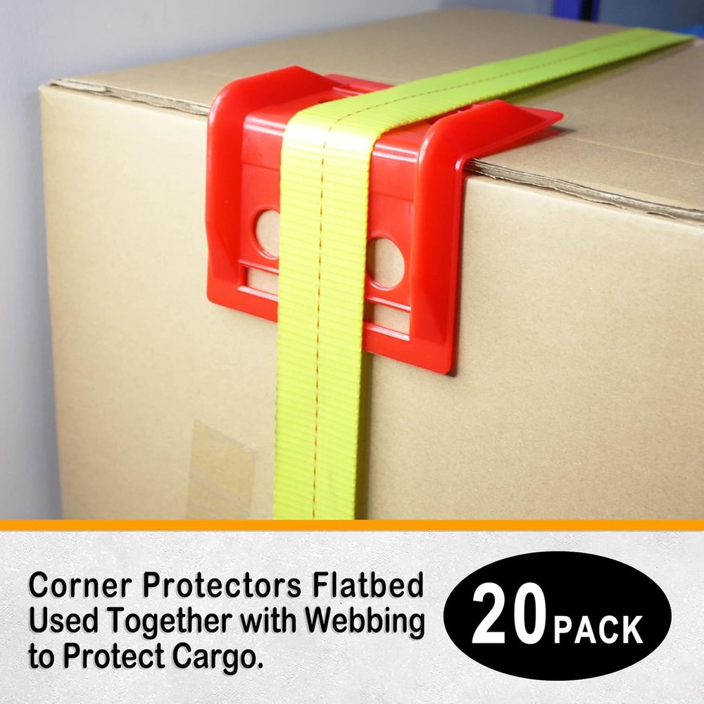 ENJ 20 Pack Flatbed Edge Protector, Corner Tie Down Protector for Up RED