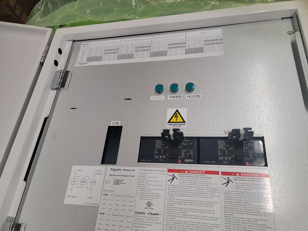 New, Schneider Electric, GVSBPSU60G-WP, GALAXY VS MAINTENANCE BYPASS PANEL