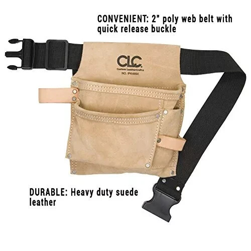 CLC  IP489X Suede Tool Bag & Poly Web Belt, 3 Pocket