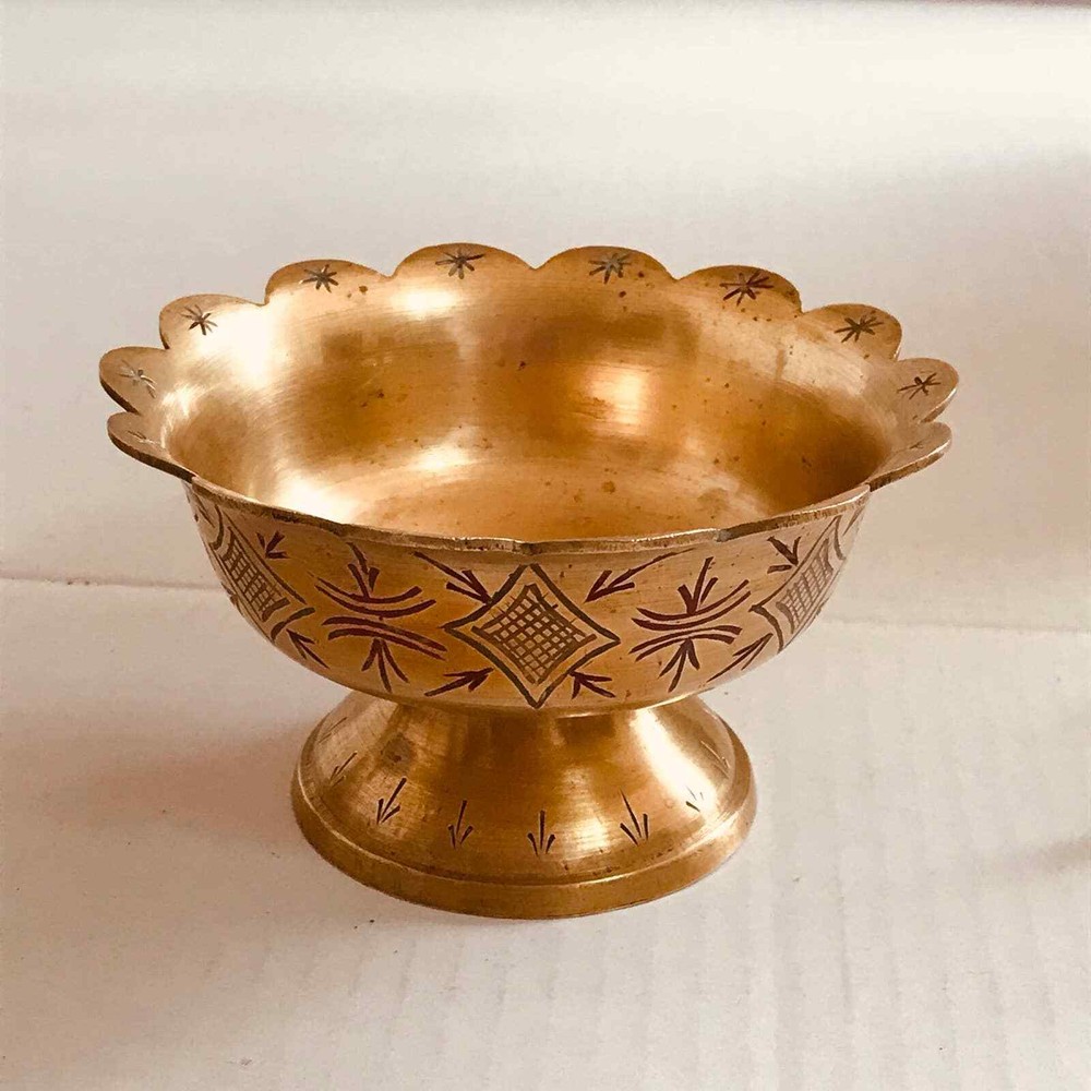 Brass Ornate 6" Bowl on a 4" Pedestal