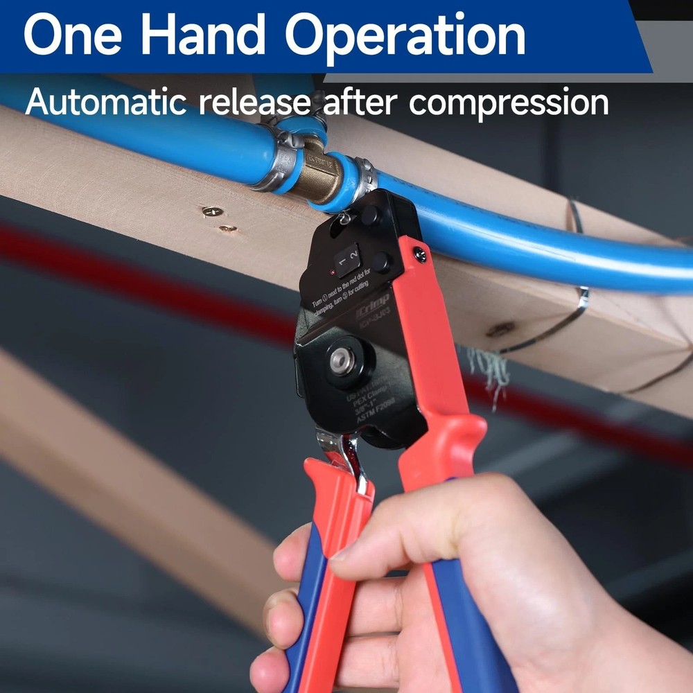 iCrimp One-Hand PEX Pipe Cinch Tool Kit, PEX Crimping Tool with Removing