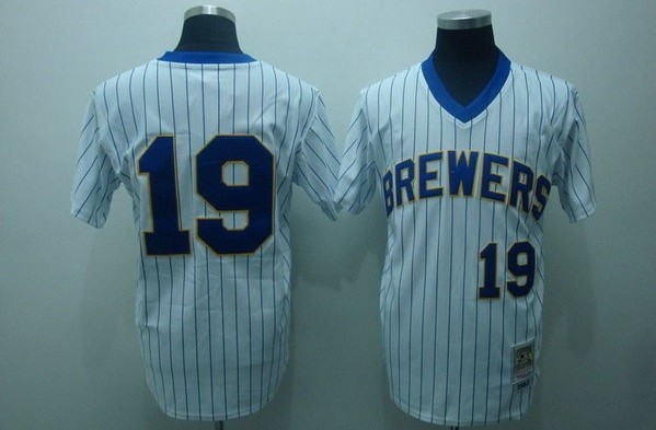 #19 Robin Yount Jersey Retro White Stripe