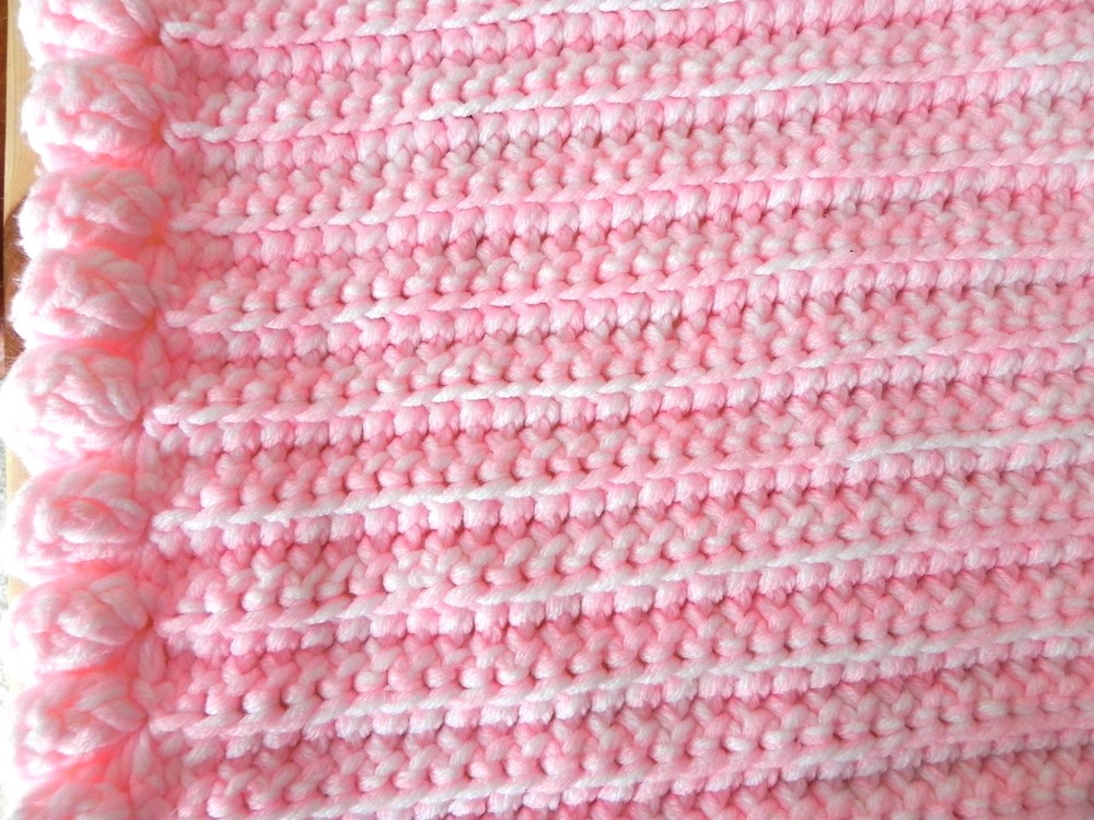 Hand Crocheted Afghan Light Pink Size 61"x 38"