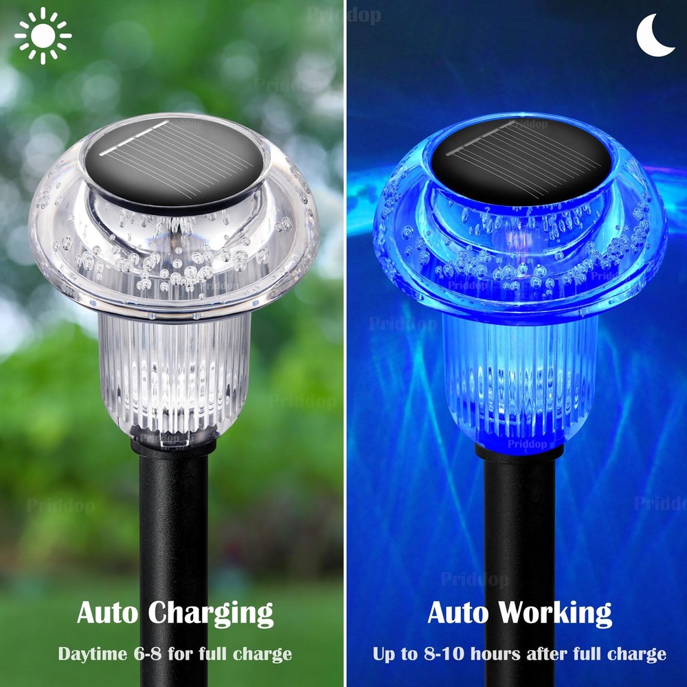 Priddop Solar Lights Outdoor Pathway Waterproof 8 Pack 8 Pack, Multicolor