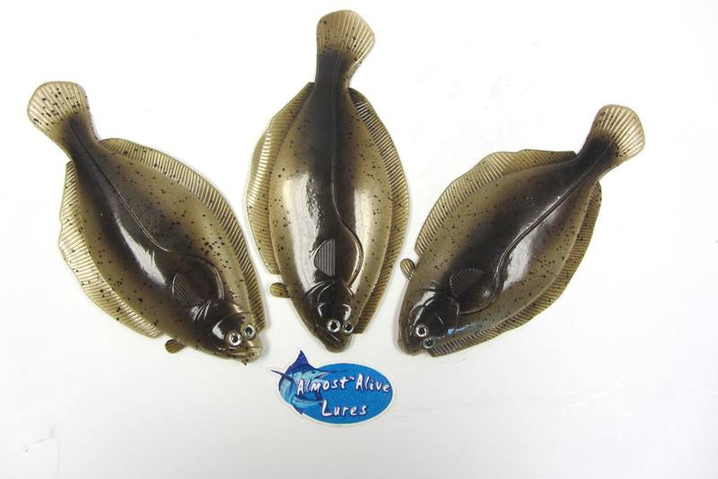 8" Artificial Soft Plastic Flounder Sand Dab Fluke Lure Bait Spotted 3 Pack