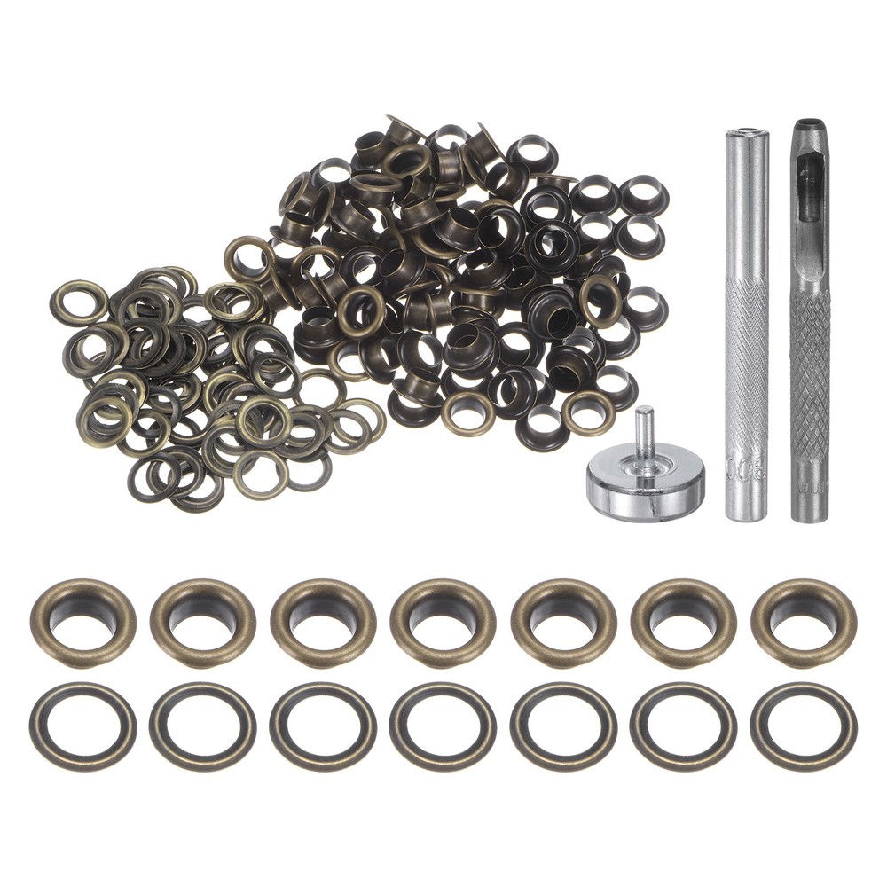 100pcs 5mm Grommet Tool Kit with Hole Punch, Grommet Setter Tools, Bronze