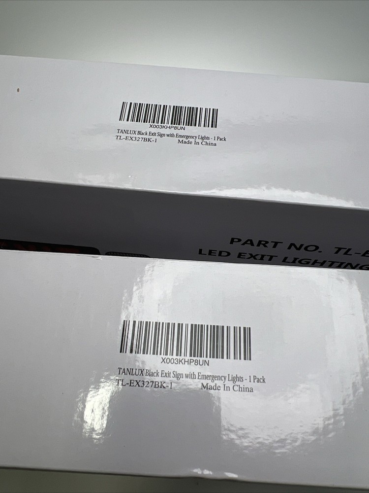 2 PACK TANLUX Black Exit Sign with Emergency Lights, LED Emergency Exit Light