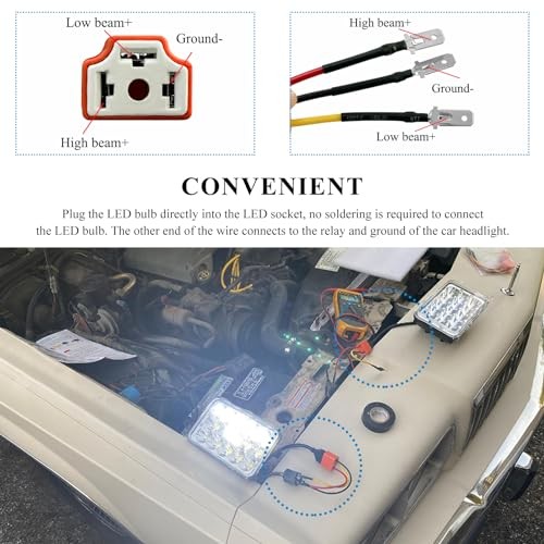 4PCS Ceramic H4 9003 HB2 Wiring Harness Headlight Socket, Pigtail Socket 4 PCS