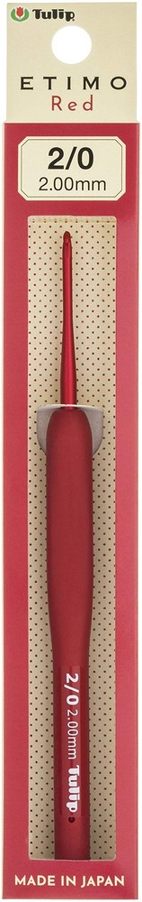 ETIMO Red 2.00mm Size 2 Crochet Hook Comfortable Ergonomic Design